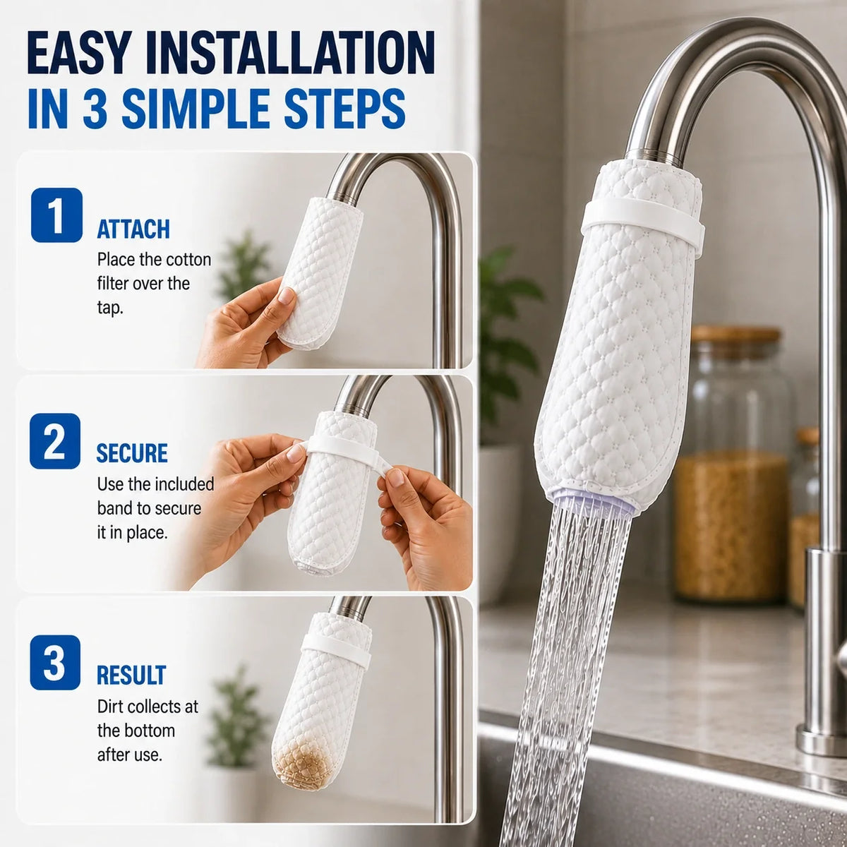 Reusable Tap Water Filter | Universal Faucet Cotton Refills | Buy 10 Get 10 Free π₯