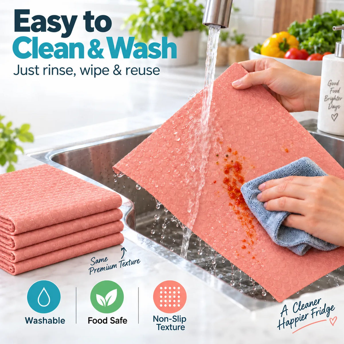 Reusable Fridge Shelf Liners Mats | Washable & Easy to Clean | Buy 3 Get 3 Free🔥