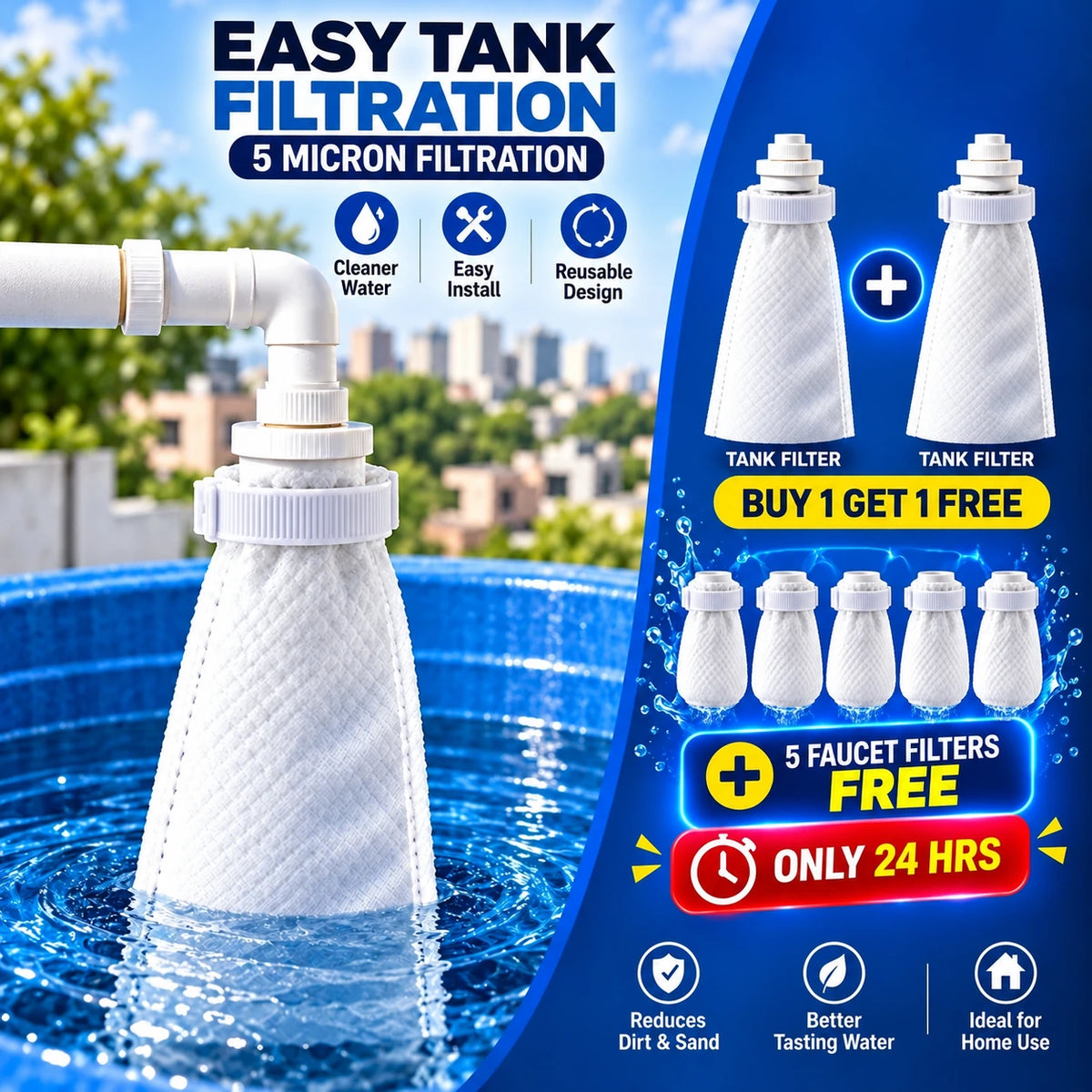 Micron Water Tank Filter | Removes Dirt & Rust | Buy 1 Get 1 Free Today🔥