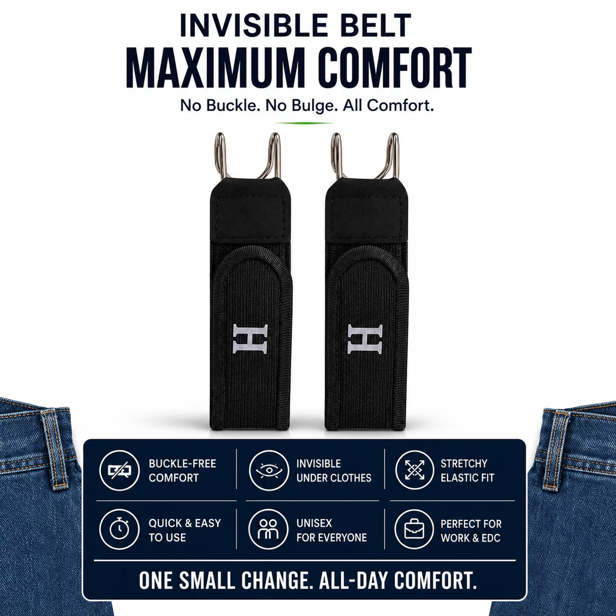 U - Belt | Buckleless - Easy Wear, Secure Hold | 60% off 🔥