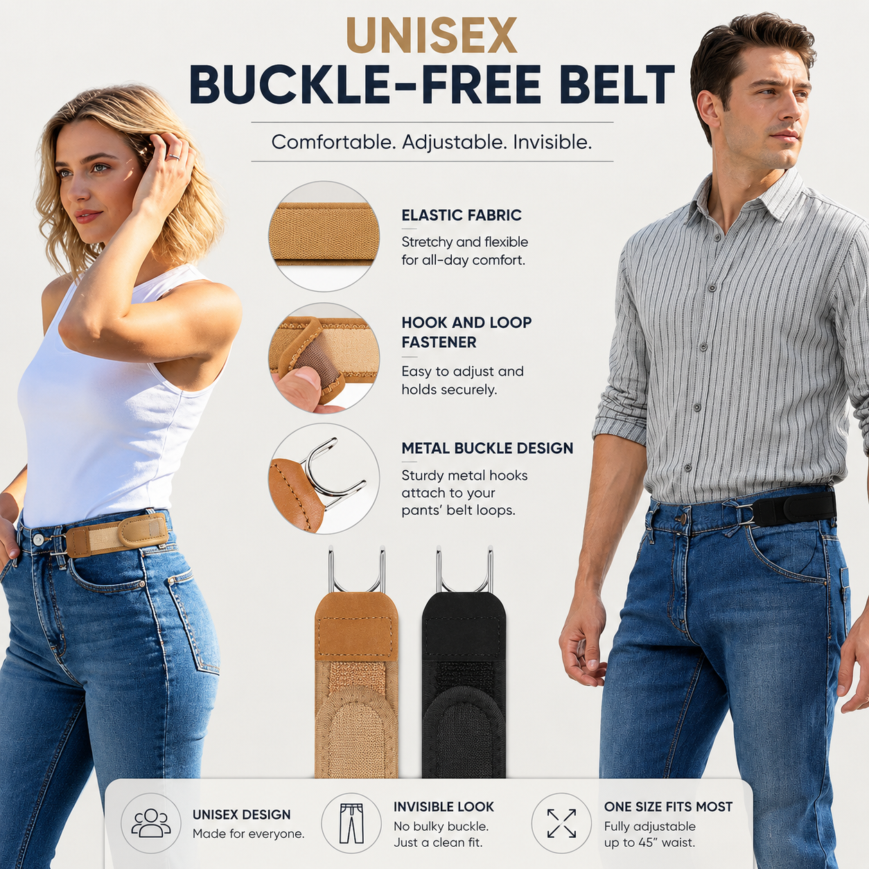 U - Belt | Buckleless - Easy Wear, Secure Hold | 60% off 🔥