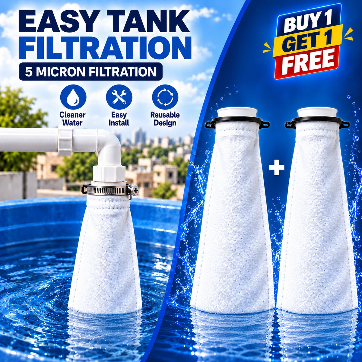 Micron Water Tank Filter | Dirt & Rust Protection | Buy 1 Get 1 Free🔥
