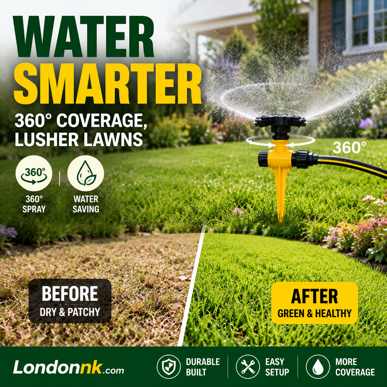 🏡BUY 1 GET 1 FREE✨360° Rotation Auto Irrigation System Garden Lawn Sprinkler Patio