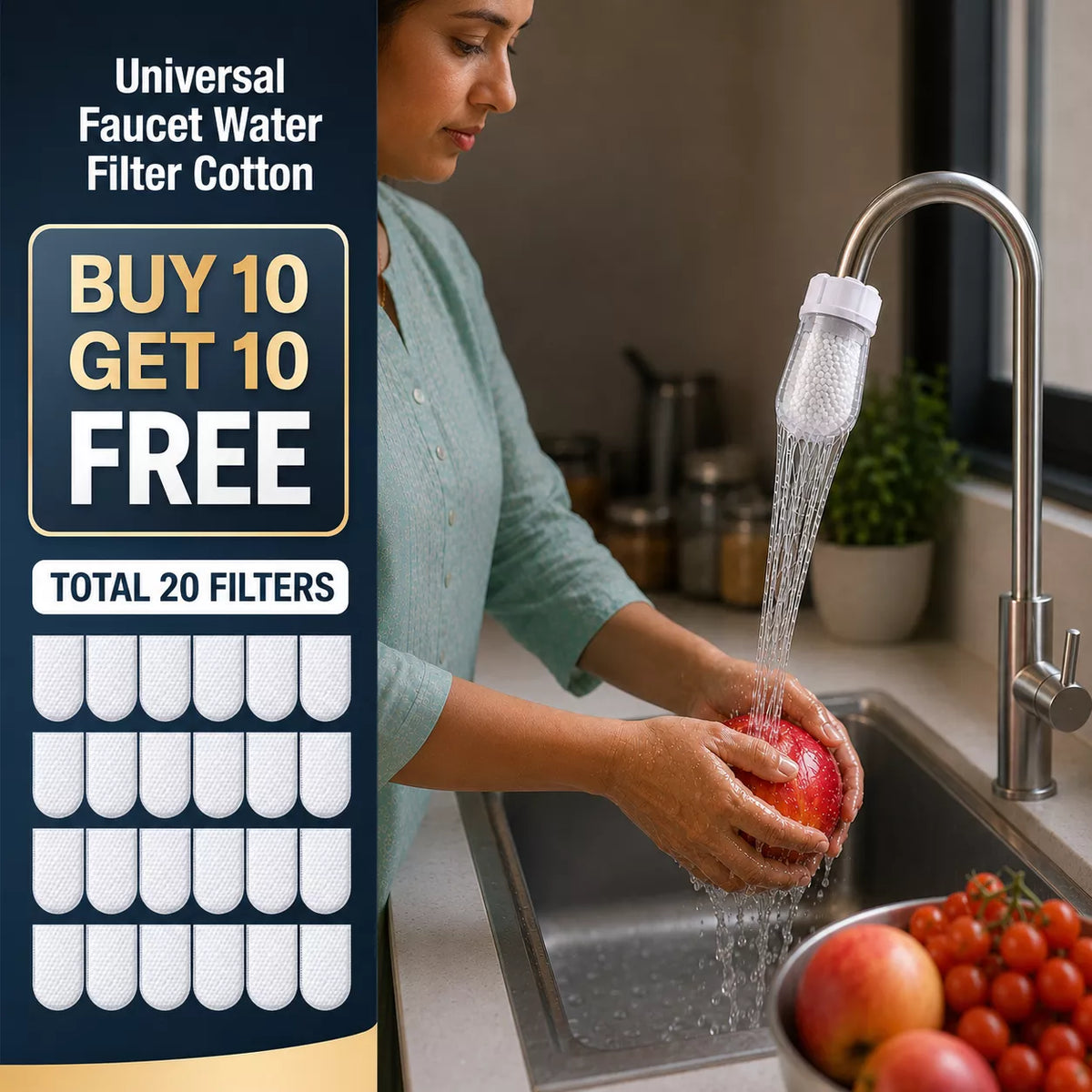 Reusable Faucet Water Filter | Cotton Tap Refills | Buy 10 Get 10 Free🔥