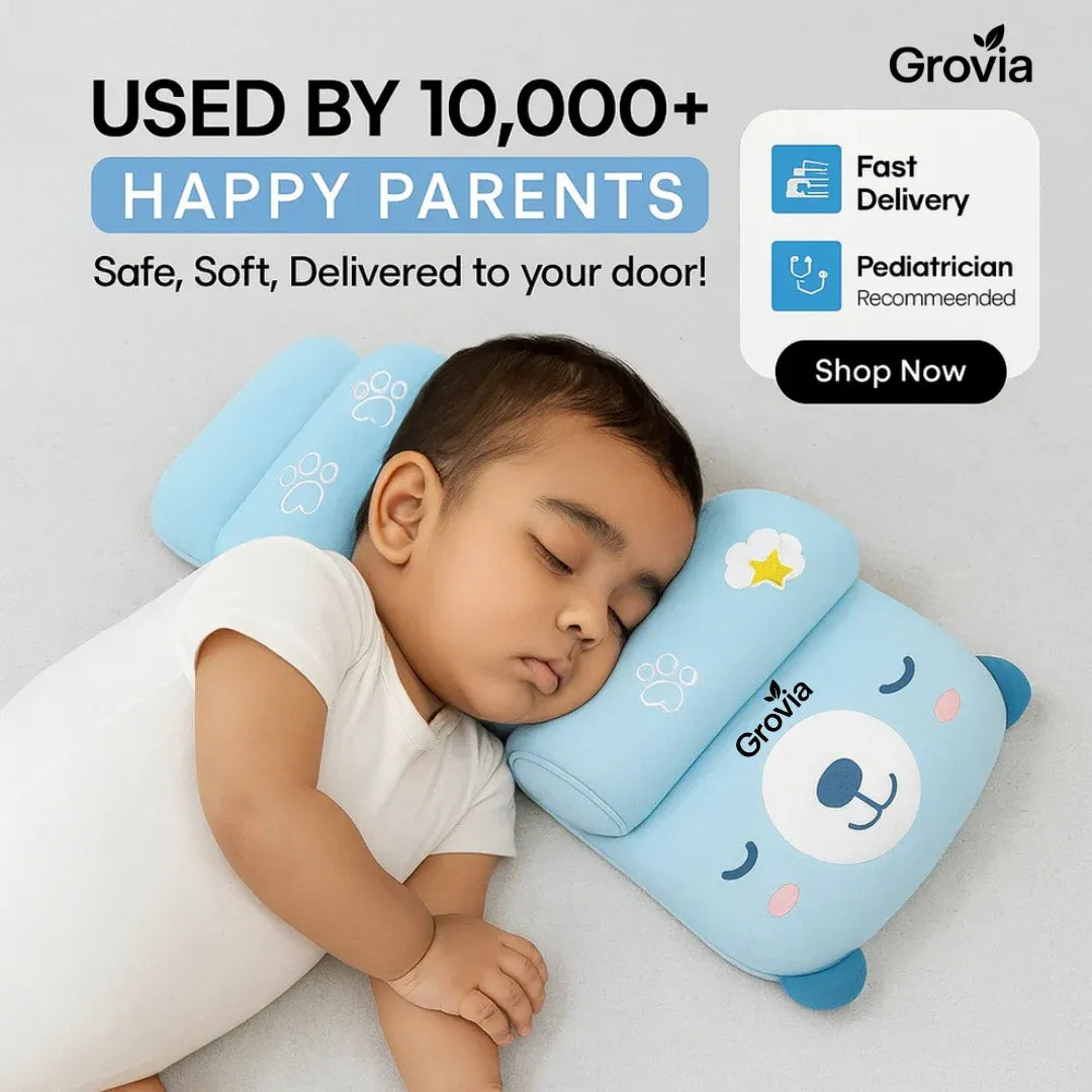 Baby Head Shaping Pillow | Adjustable & Cotton Comfort | 60% OFF 🔥
